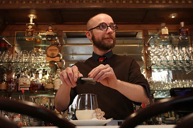Lou Dinunzio, of Rex on South Street, is doing an "egg nog night" at the bar, featuring a variation on Dwight Eisenhower's recipe. ( DAVID MAIALETTI / Staff Photographer )