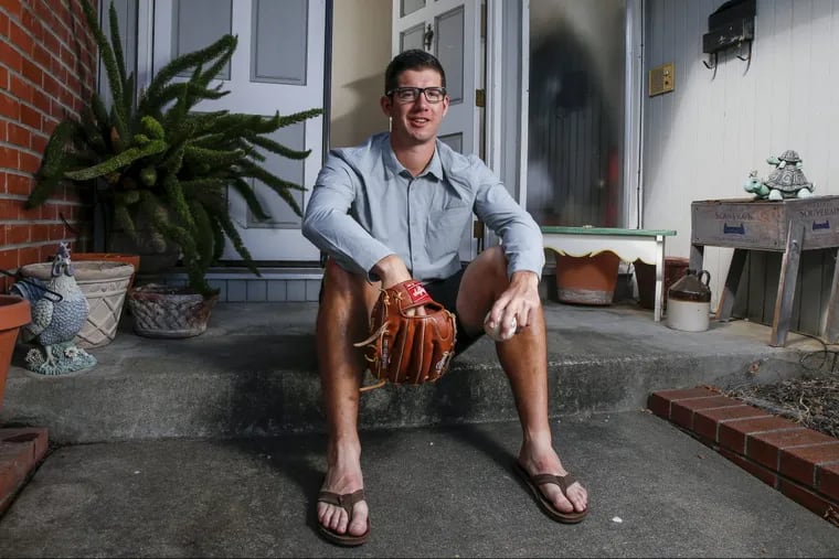 Matt Imhof sits outside his home in Fremont, Calif.