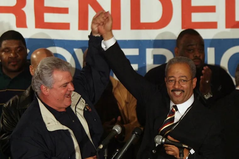 Bob Brady (left) and Chaka Fattah go way back, here seen celebrating at then-Gov.Ed Rendell’s re-election in 2006. (File photo)