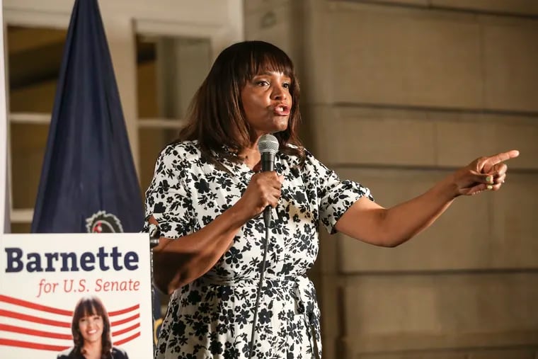 Pennsylvania Republican Senate candidate Kathy Barnette campaigns Monday in Scranton.