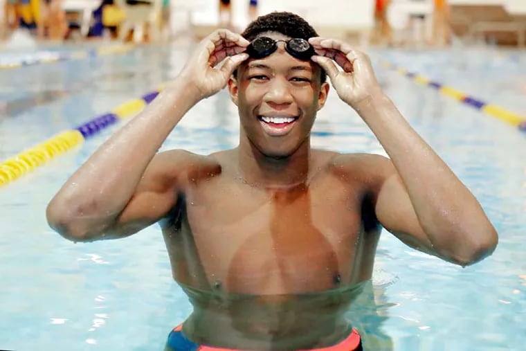 Penn Charter swimmer Reece Whitley after swim practice on Jan. 15, 2015.