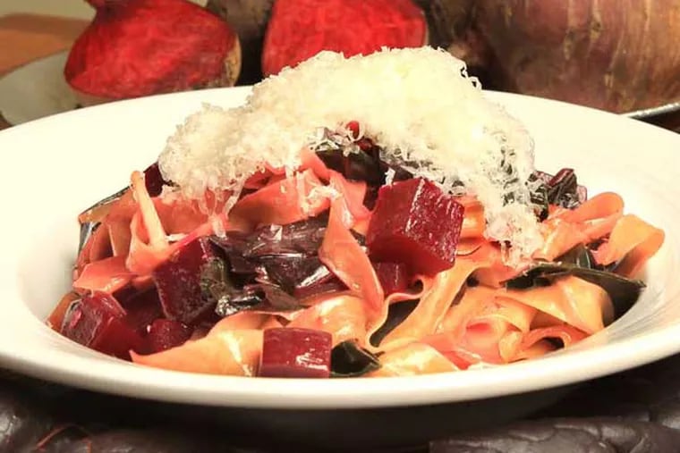 Pasta with beets and swiss chard greens at Russet on Jan. 9, 2014.