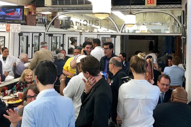 The Famous Fourth Street Deli in Queen Village was packed on primary election day, Tuesday, with candidates and consultants exchanging campaign chatter and answering Clout questions.