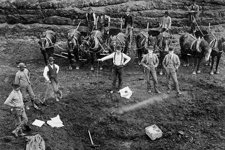 An 1891 excavation at the site of the Hopewell Mounds in Ohio.