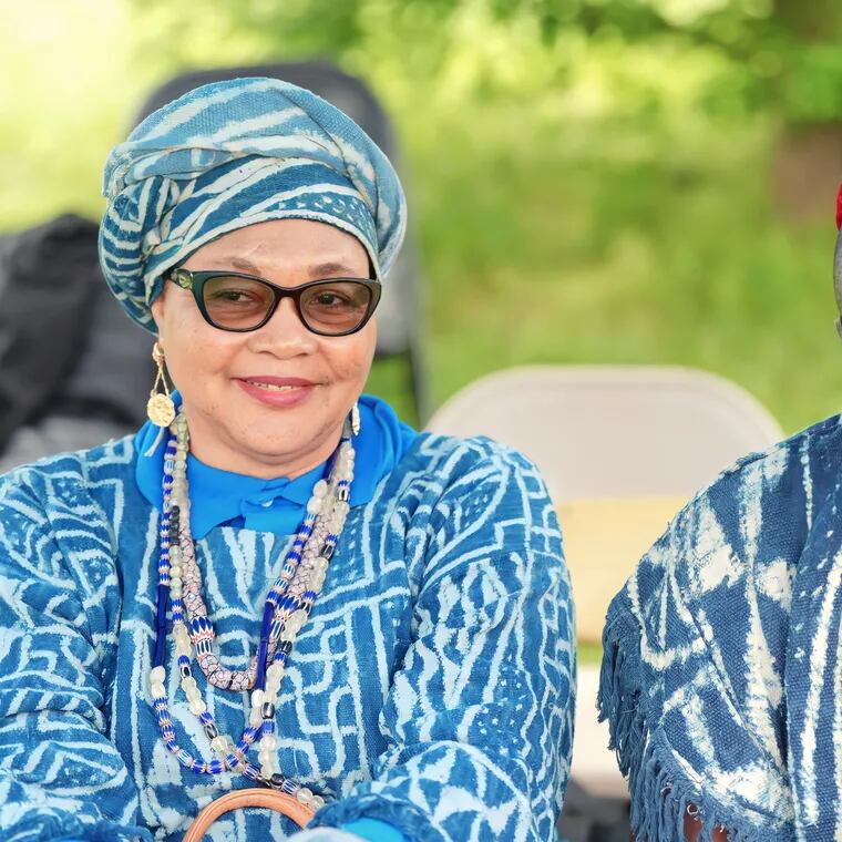 Mafeu Emilienne Petke (left) is Cameroonian royalty. The title "Mafeu" is the equivalent of queen. His Royal Highness Marthely Ndemassoha is the chief of Ndento, a village in the west in Cameroon.