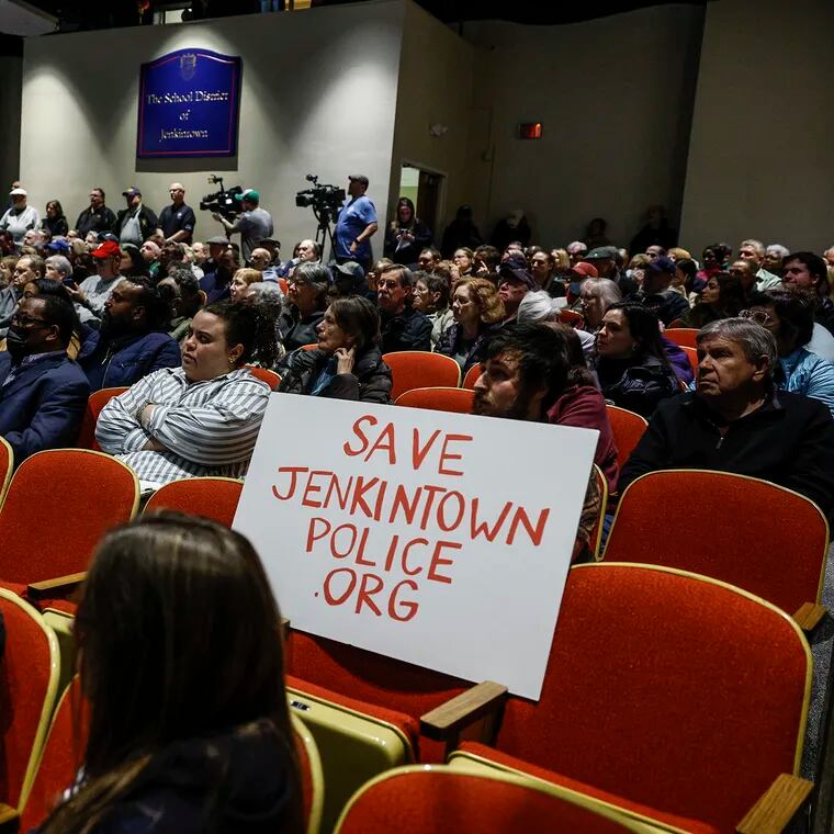 Residents pack the high school auditorium during a public meeting for community members to voice their thoughts on whether the Jenkintown Borough should disband its police department.