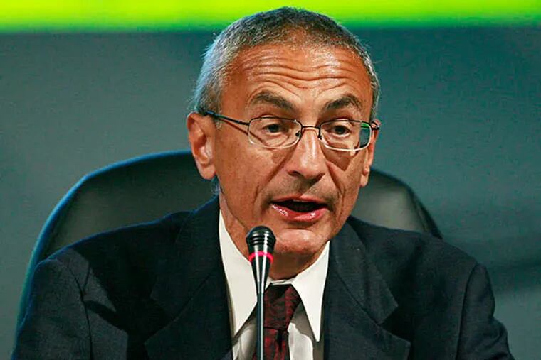 John Podesta, who has taken a one-year assignment as a counselor to Obama, apologized Wednesday after being quoted comparing the House Republican leadership to the Jonestown cult led by Jim Jones that resulted in the deaths of more than 900 people. ERIC JAMISON / AP