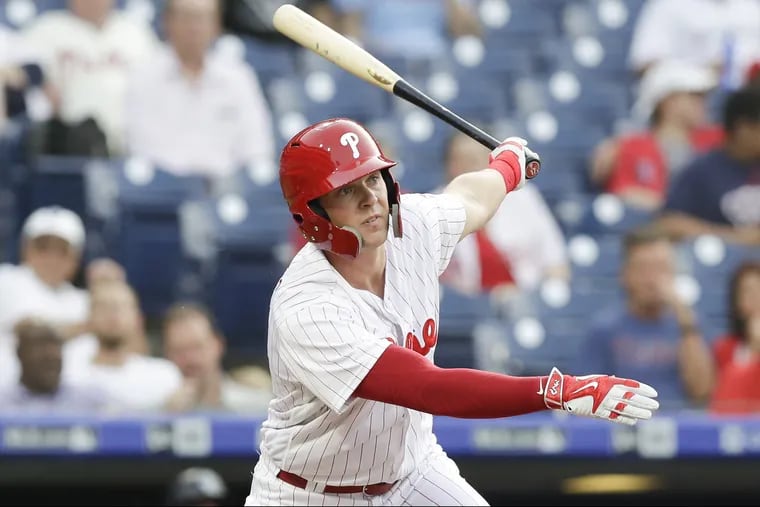 Phillies outfielder Rhys Hoskins is one of just 44 players in baseball to have six two-strike homers this season.