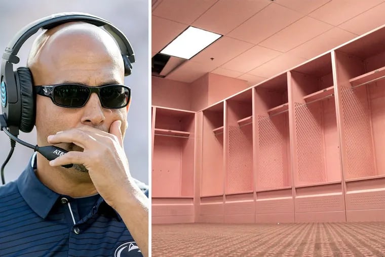 Penn State coach James Franklin has told his team about Iowa’s pink visitors locker room (shown in a 2005 file photo). AP