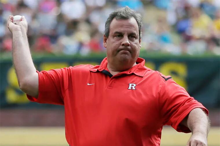 Gov. Christie throws the first pitch of a Little League World Series game in South Williamsport, Pa., last week.