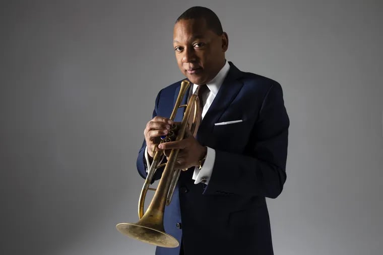 Wynton Marsalis and the Jazz at Lincoln Center Orchestra play Sunday at the Academy of Music with special guest Naseer Shamma on Sunday.