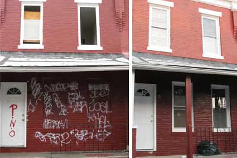 The property at 3320 Mutter St., in North Philly before and after an L&I visit.
