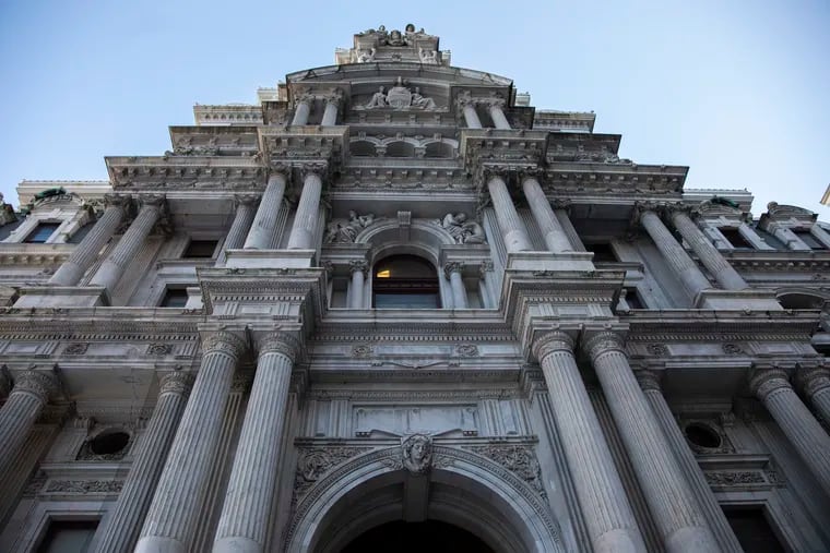 An exterior shot of the West Portal of City Hall in Philadelphia.