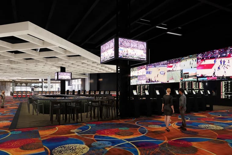 Rendering of the new sportsbook at the SugarHouse Casino on Delaware Avenue. It's slated to open in the fall of 2019.