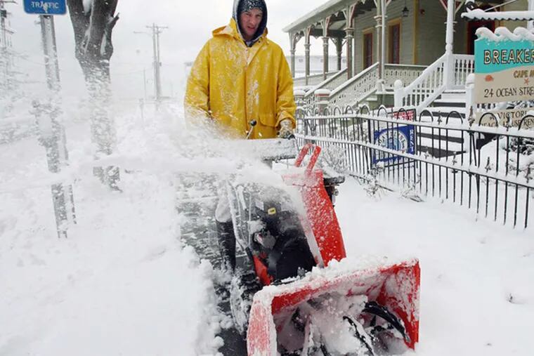 Tito Arroyo of Wildwood uses a snowblower along Ocean Street in Cape May in February.