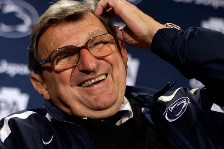 &quot;I just felt I owed it to some of the kids we were recruiting, and so forth,&quot; said Joe Paterno, shown after a Penn State victory.