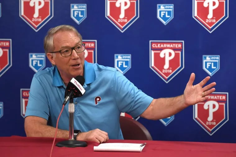 Andy MacPhail, Phillies president of baseball operations, meets with the media Friday morning at Spectrum Field, in Clearwater.