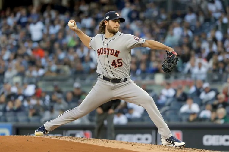 Gerrit Cole (45 )signed a record $324 million, nine-year contract on Tuesday night. (AP Photo/Frank Franklin II, File)