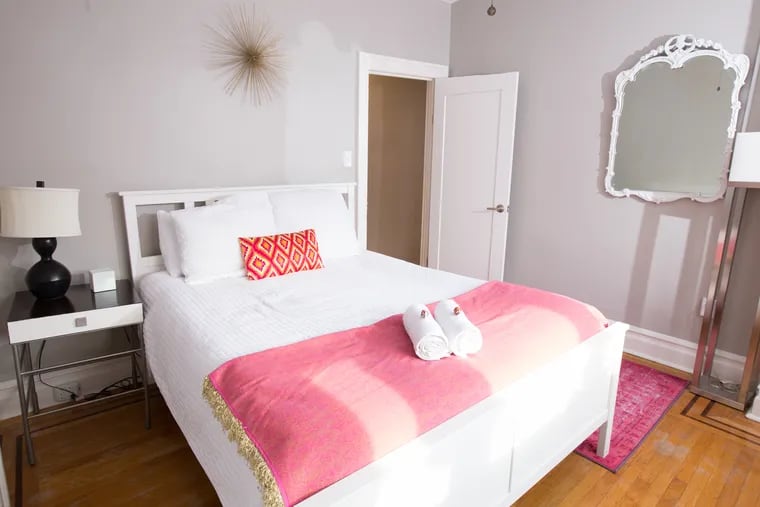 An Airbnb bedroom in South Philadelphia. Philadelphia has crafted clear regulations around the home-sharing platform, stipulating that hosts can rent a property for as long as 180 days, among other rules.