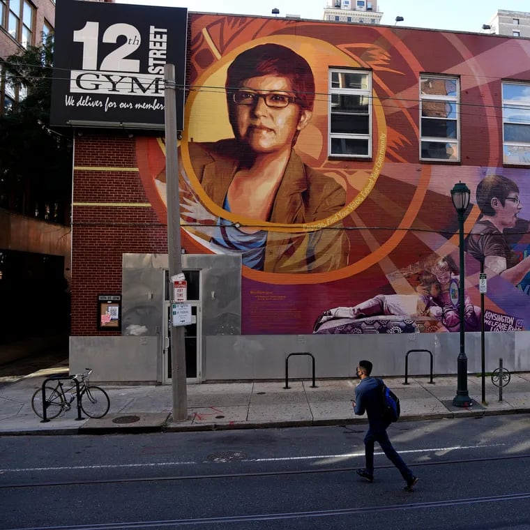 The mural, "A Tribute to Gloria Casarez" by Michelle Angela Ortiz, on South 12th Street on Oct. 8, 2020. The mural was painted over by Midwood Investment & Development in order to build a 32-story high-rise.