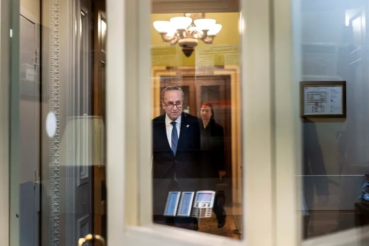 Senate Minority Leader Chuck Schumer, D-N.Y., arrives for a news conference on Capitol Hill on Dec. 16, 2019.