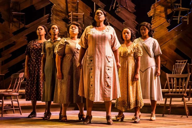 Carrie Compere (center) and cast of “The Color Purple,” through Dec. 17 at the Forrest Theatre.