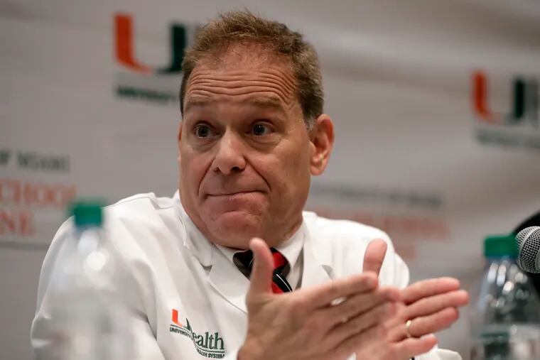Dr. Michael Hoffer, of the University of Miami Miller School of Medicine, speaks during a news conference, Wednesday, Dec. 12, 2018, in Miami. Hoffer and a group of doctors presented their findings in the case of U.S. diplomats who experienced mysterious health incidents while working at the U.S. Embassy in Havana. (AP Photo/Lynne Sladky)