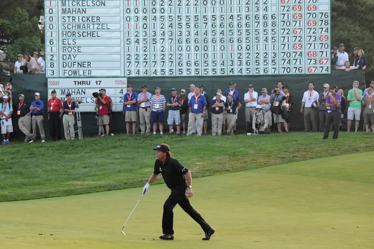 Phil Mickelson has finished second six times in the U.S. Open. The most recent was five years ago at Merion Golf Club, after he failed to force a playoff with Justin Rose after missing a chip shot on 18.