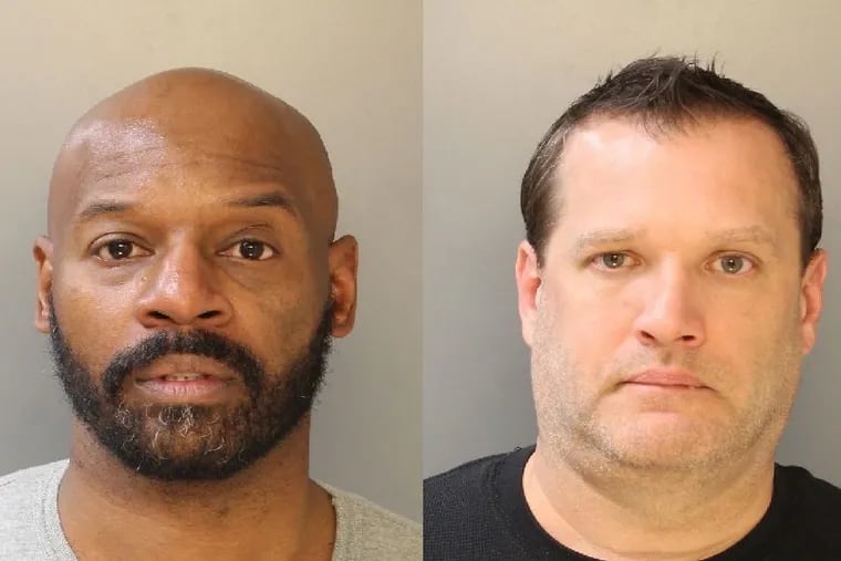 Nathaniel Williams (left) and Charles Myers have been suspended with intent to dismiss from the Philadelphia Police Department and charged in separate criminal cases.