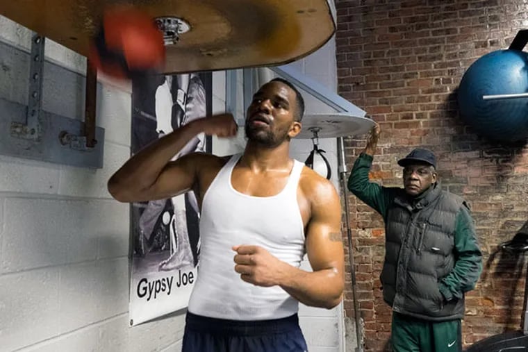 Jesse Hart works on his speed with his dad, Eugene “Cyclone” Hart, supervising: Jesse is fighting on the undercard of the Manny Pacquiao-Floyd Mayweather bout in May. (ED HILLE / STAFF PHOTOGRAPHER)