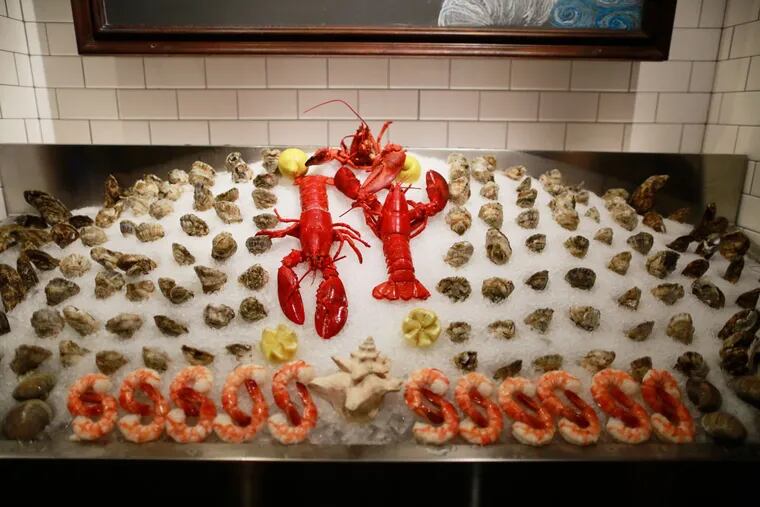 Seafood on ice on display at Dock's Oyster House in Atlantic City.