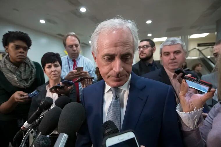 Senate Foreign Relations Committee Bob Corker, R-Tenn., speaks to reporters after a closed-door security briefing by CIA Director Gina Haspel on the slaying of Saudi journalist Jamal Khashoggi and the involvement of the Saudi crown prince, Mohammed bin Salman, at the Capitol in Washington, Tuesday, Dec. 4, 2018. Graham said there is "zero chance" the crown prince wasn't involved in Khashoggi's death. Corker said he believes if the crown prince were put on trial, a jury would find him guilty in "about 30 minutes."