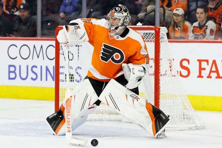 Flyers goaltender Carter Hart left the final game before the holiday break with an upper-body injury.