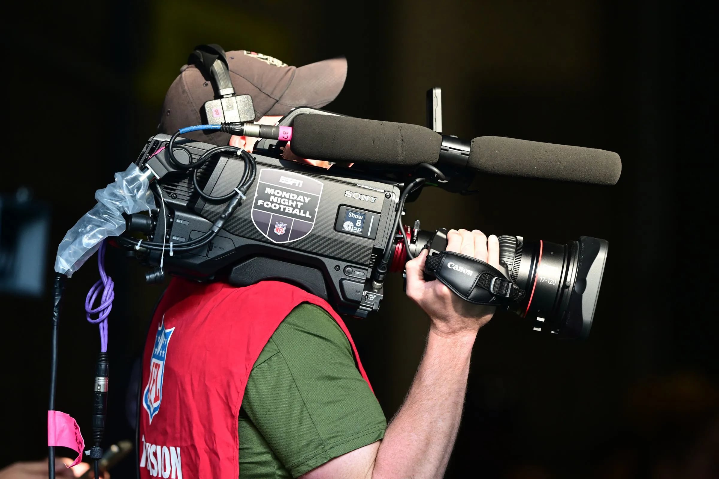 An ESPN camera prepares for a shot on 'Monday Night Football.'