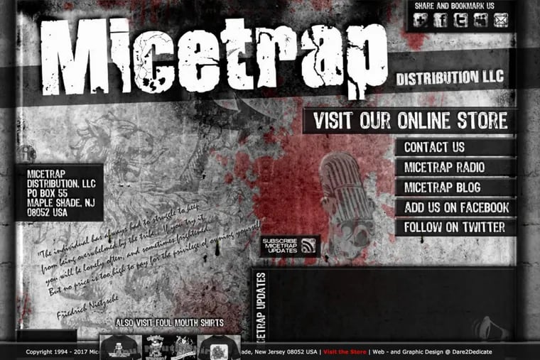 The homepage of Micetrap.net a site that sells Nazi, far right wing and other hate materials. Steven Wiegand runs the site and company, Micetrap Distribution LLC.