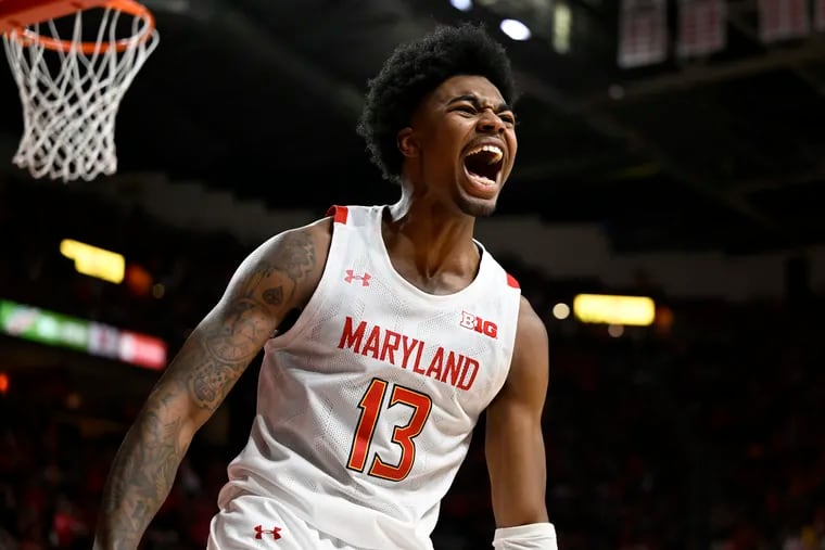 Hakim Hart and the Maryland Terrapins finished in a four-way tie for fifth place in the Big Ten regular season standings. However, Maryland has the fourth-shortest odds to win this week’s conference tournament in Chicago. (Photo by Greg Fiume/Getty Images) (Photo by Greg Fiume/Getty Images)