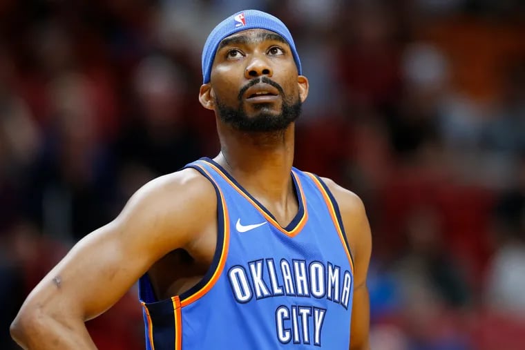 Oklahoma City Thunder forward Corey Brewer is shown during the first half of an NBA basketball game against the Miami Heat, Monday, April 9, 2018, in Miami. (AP Photo/Wilfredo Lee)