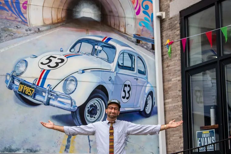 Gabe Nathan, a Herbie the Love Bug enthusiast and suicide awareness advocate, helped make this Herbie the Love Bug mural in West Philly a reality.