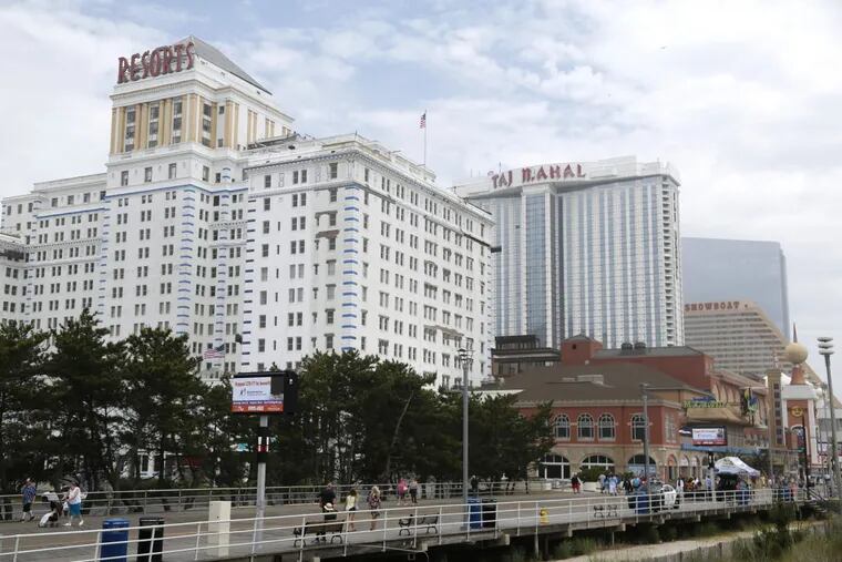The Resorts Casino and Hotel (left) and the former Trump Taj Mahal in Atlantic City in June.