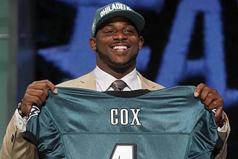 The Eagles picked Mississippi State defensive tackle Fletcher Cox with the 12th-overall pick. (Jason DeCrow/AP)