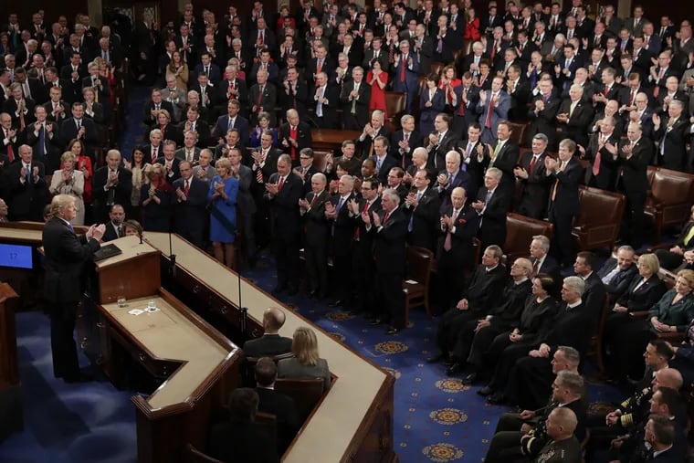 President Donald Trump delivers his first State of the Union address on Capitol Hill in Washington in 2018. Trump will deliver his second State of the Union address on Tuesday, Feb. 5, 2019.