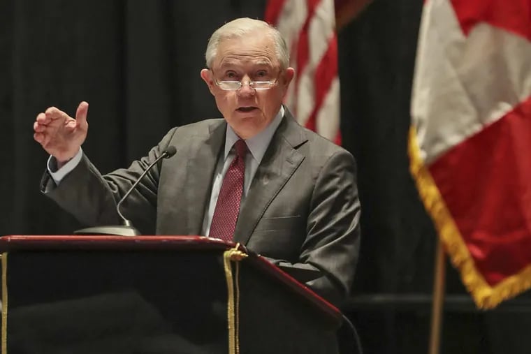 U.S. Attorney General Jeff Sessions addresses the Major Cities Chiefs Association at their fall meeting held Saturday October 21, 2017 at the Pennsylvania Convention Center.