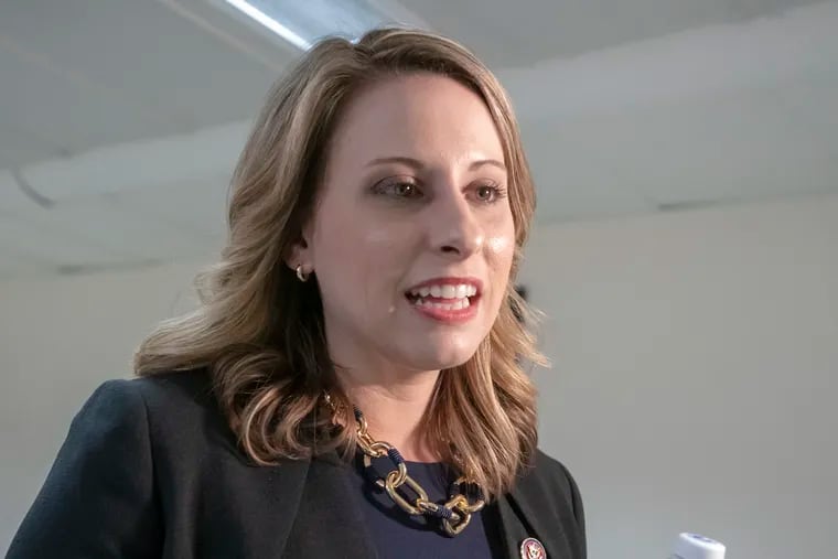 In this April 3, 2019, file photo, freshman Rep. Katie Hill (D., Calif.) talks on Capitol Hill in Washington. Hill resigned from Congress Sunday amid a House Ethics Investigation into an alleged affair with one of her staffers, and following the leaking of nude photos online.
