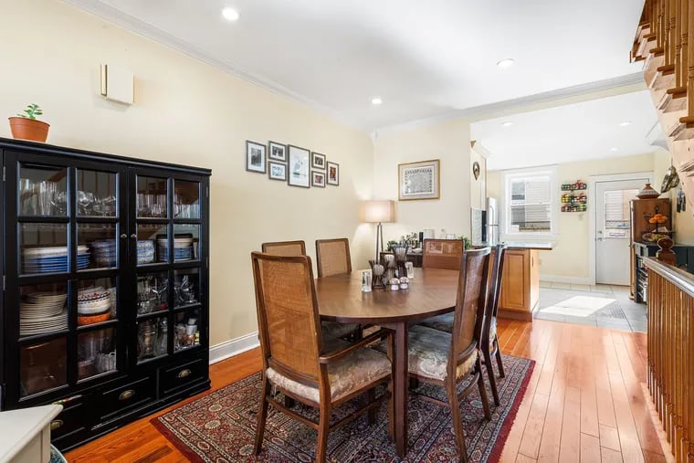 The South Philadelphia house has high ceilings with crown molding and hardwood floors throughout.
