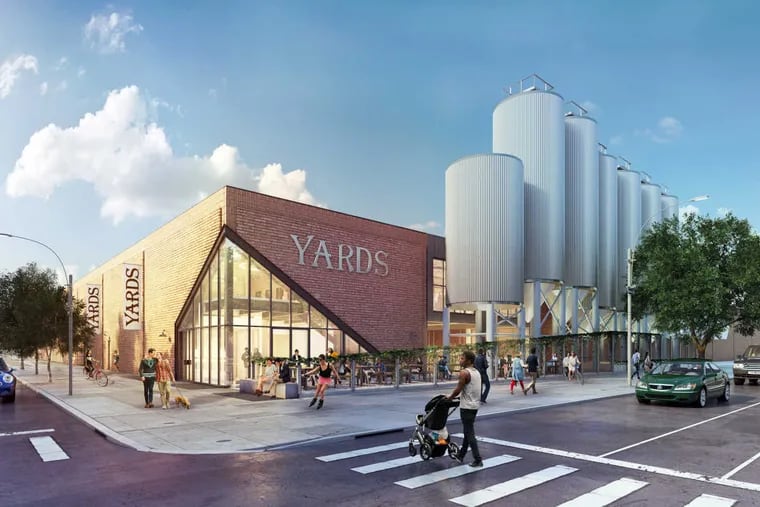Artist's rendering of Yards' new brewery planned at former Destination Maternity headquarters at Fifth and Spring Garden Streets.