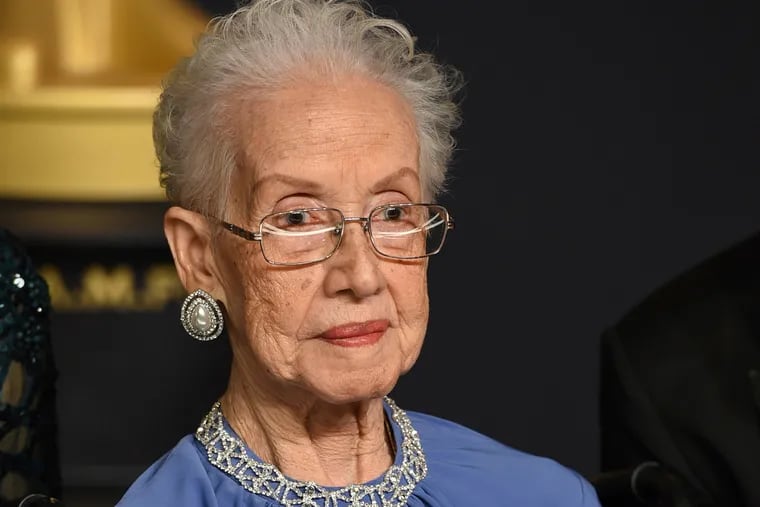 Katherine Johnson, the inspiration for the film, "Hidden Figures," in the press room at the Oscars at the Dolby Theatre in Los Angeles in February 2017.