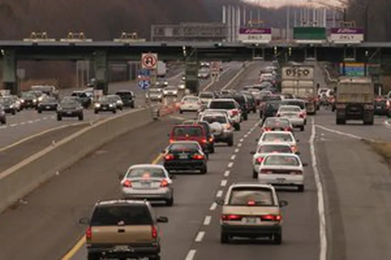 Six years ago , traffic congestion was severe on the N.J. Turnpike, as in this view near the Delaware Memorial Bridge.