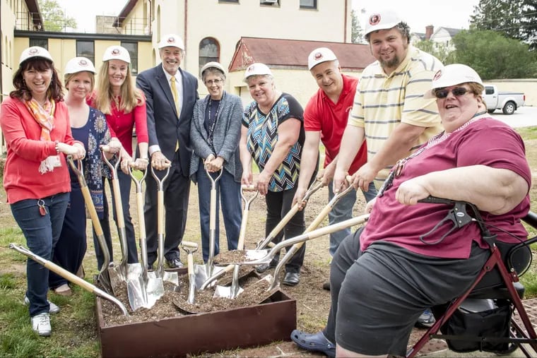 Roseann McLaughlin, on the far right, shown at last year's groundbreaking ceremony for the Overbrook School for the Blind's greenhouse.