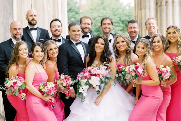 Kaila Conti and Jim Revello with their bridal party