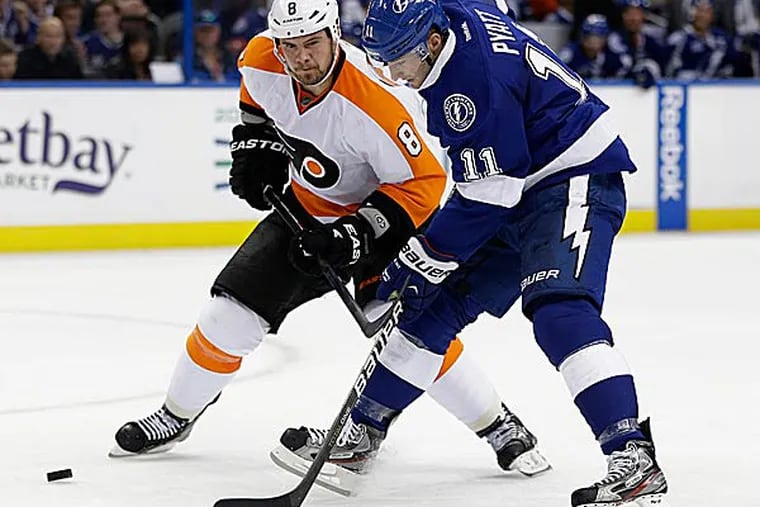 Injuries, undisciplined play, and a lack of offensive firepower have contributed to Nicklas Grossmann and the Flyers' scuffling start. (Chris O'Meara/AP)
